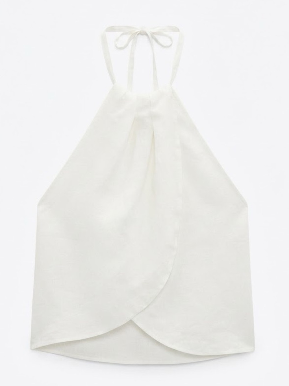 Linen White Halter Crossover Camisole Zara S